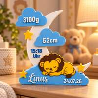 Placa Decorativa de Lembrança - Leão na Lua