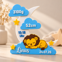 Placa Decorativa de Lembrança - Leão na Lua