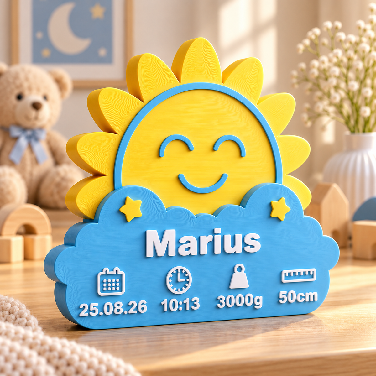 Placa Decorativa Personalizada Bebê Sol