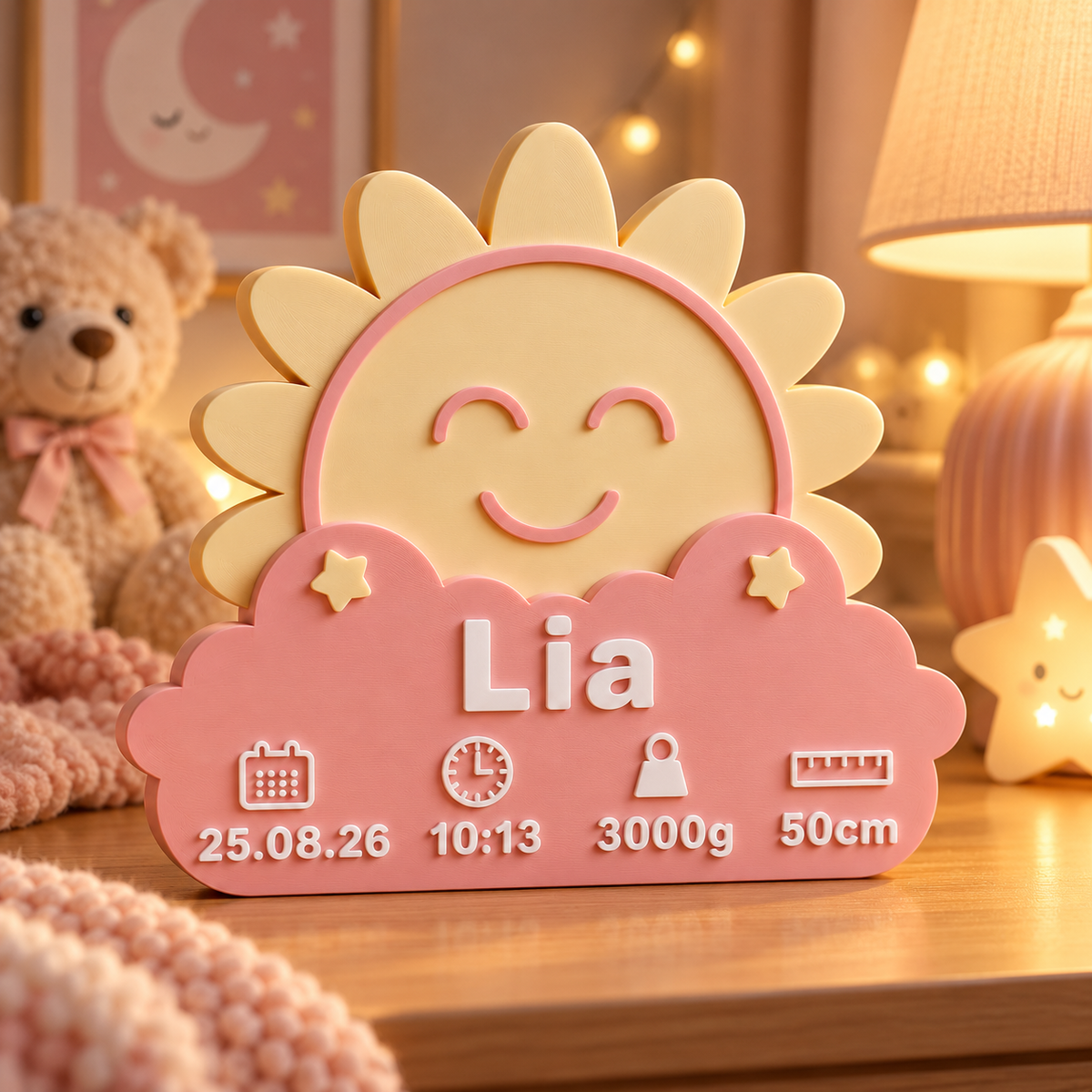 Placa Decorativa Personalizada Bebê Sol